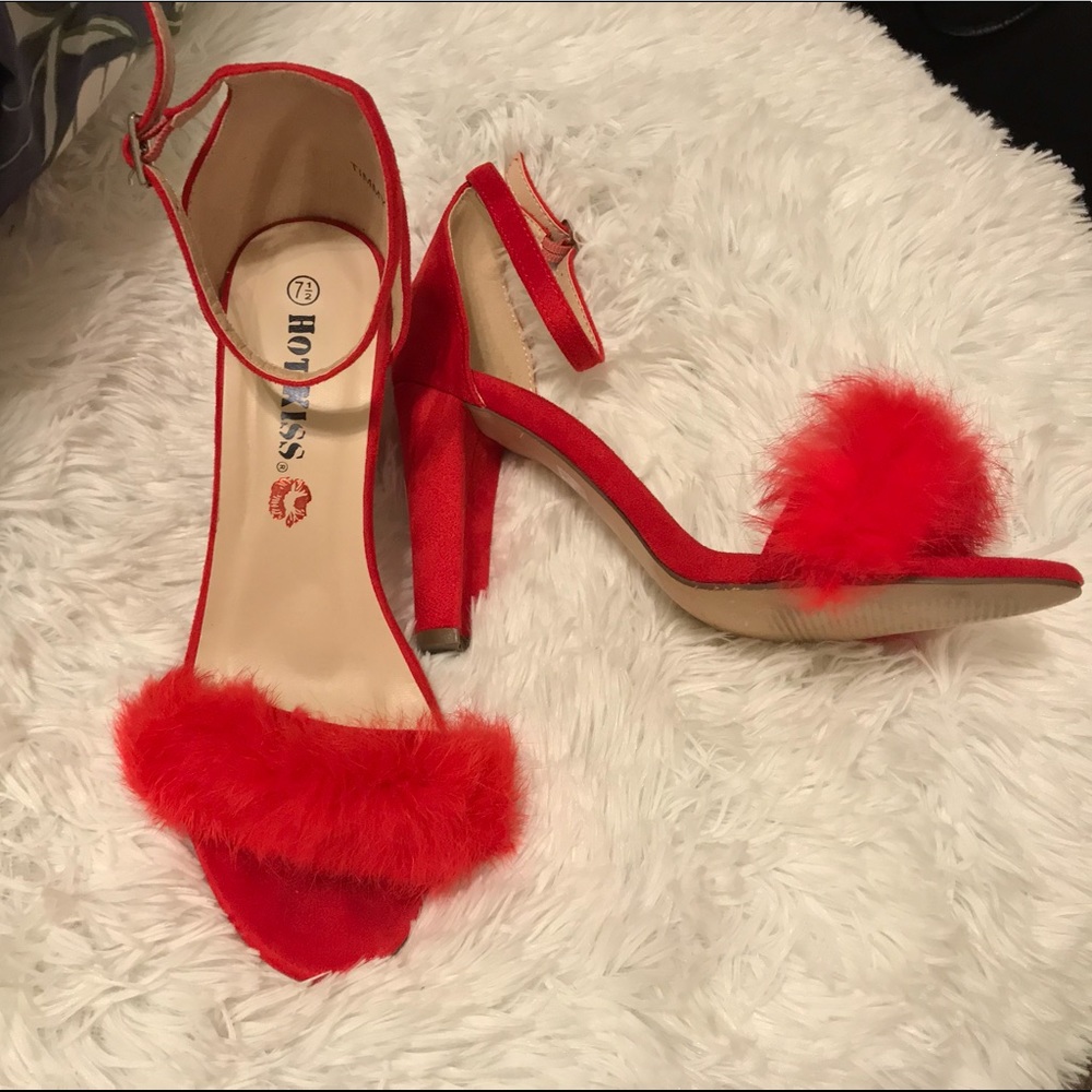 Red Hot 🌶 Fuzzy Heels!